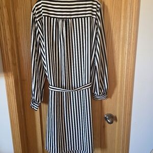 Black and White Striped Long Sleeve Women’s Dress